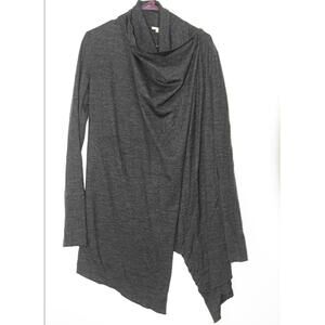HELMUT LANG Cardigan Womens M Dark Grey Draped Asymmetric Hem Modern Chic